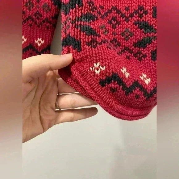 Vintage Eddie Bauer 100% cotton knit sweater red XS - Picture 5 of 5